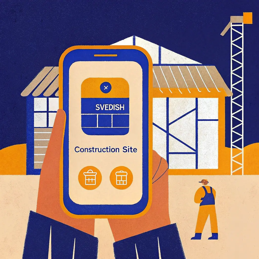 Mobil byggapp för tidrapportering och projektdokumentation på svensk byggarbetsplats